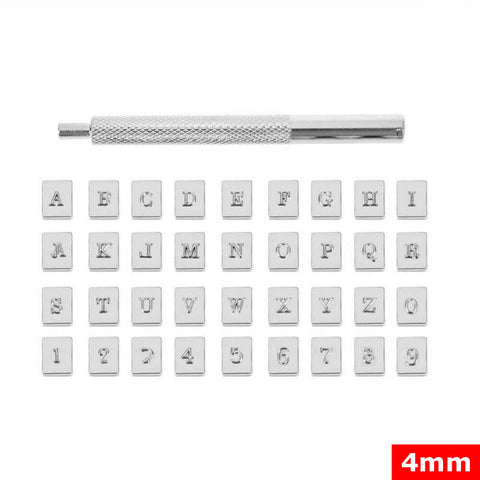 36X Alphabet Leather Stamp Tool Kit Letter Number Punch Logo DIY Craft 4MM/6MM