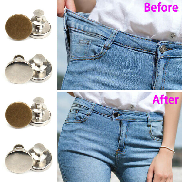 2/6PCS Button Pins for Jeans Adjustable Jean Button No Sew Instant Pants Button