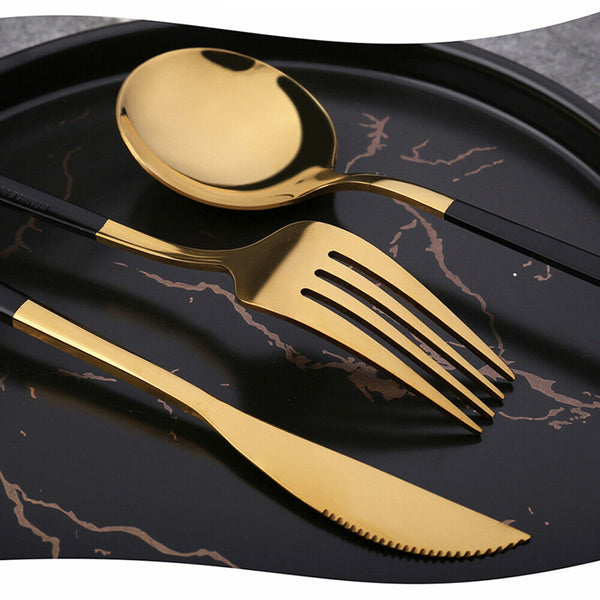 4Pcs Kitchen Cutlery Set Stainless Steel Gold Knife Fork Spoon Cutlery Set Gift