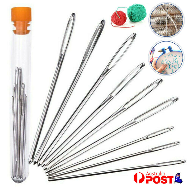 9x Knitter Large Eye Blunt Needles Yarn Hand Sewing Darning Craft Set Wool Thick