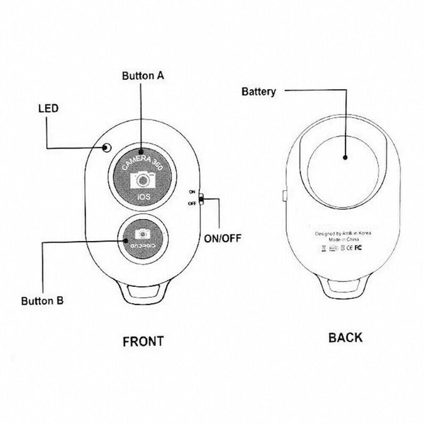 Wireless Bluetooth Remote Control Camera Shutter for iPhone iPad Android Phones