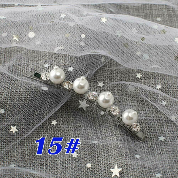 Popular Women Pearl Hair Clip Snap Barrette Stick Hairpin Hair Accessories Gift