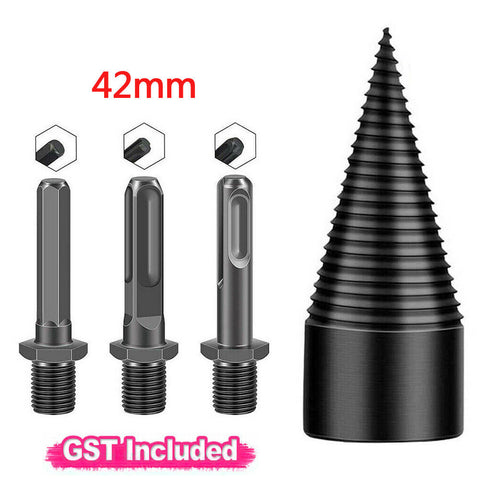 42mm Speed Twist Drill Bit Wood Firewood Log Splitter Screw Splitting Cones