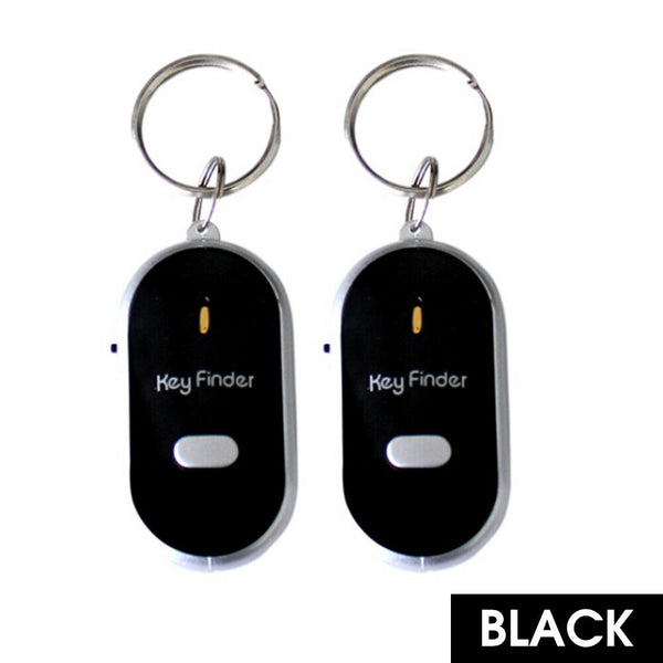 2PCS Black/White Whistle Key Finder Wireless Beep LED Locator Anti-Lost Trackers