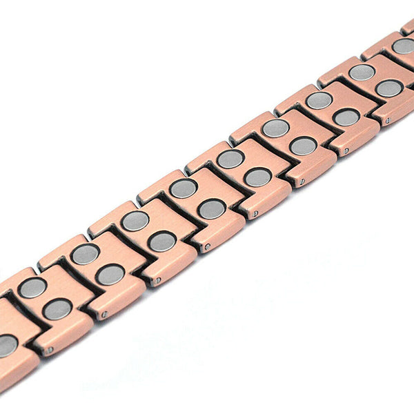 Men Red Copper Double Strong Magnetic Therapy Bracelet for Arthritis Pain Relief