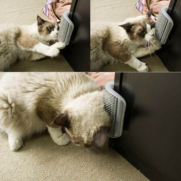 Pet Cat Self Groomer Brush Wall Corner Grooming Massage Comb Toy With Catnip