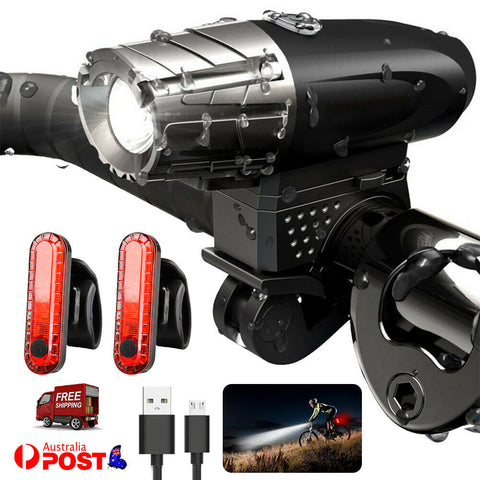 Waterproof Rechargeable LED Bike Bicycle Light USB Cycle Front Back Headlight