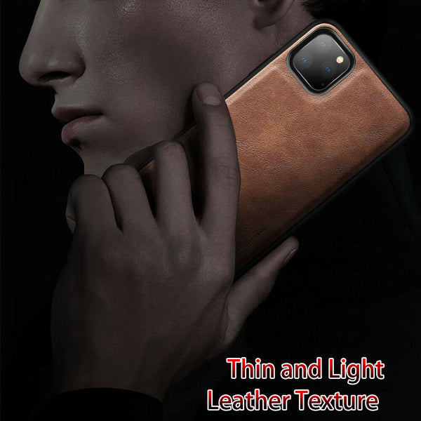 For iPhone 11 Pro Max Back Case Genuine Leather Bumper Cover