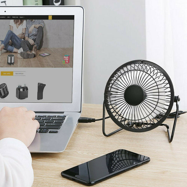 Metal 4"6" USB Fan Mini Portable Desktop Cooling Desk Quiet Fan Laptop Computer