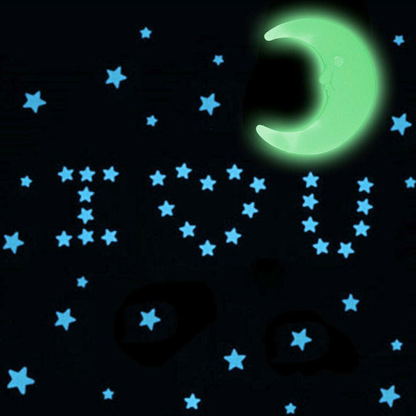 Moon & Star Night Sky Light Glow In The Dark Wall Decal Ceiling Sticker Decor AU