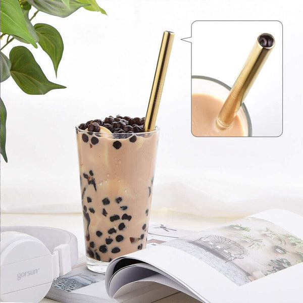 Stainless Steel Straws Metal Drinking Straw Bent Long Reusable Washable AU