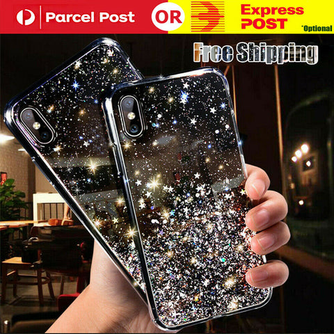 For iPhone 11 Pro Max Xs/Xr 7 8 6 Bling Glitter Case Ultra-thin Soft Cover Black