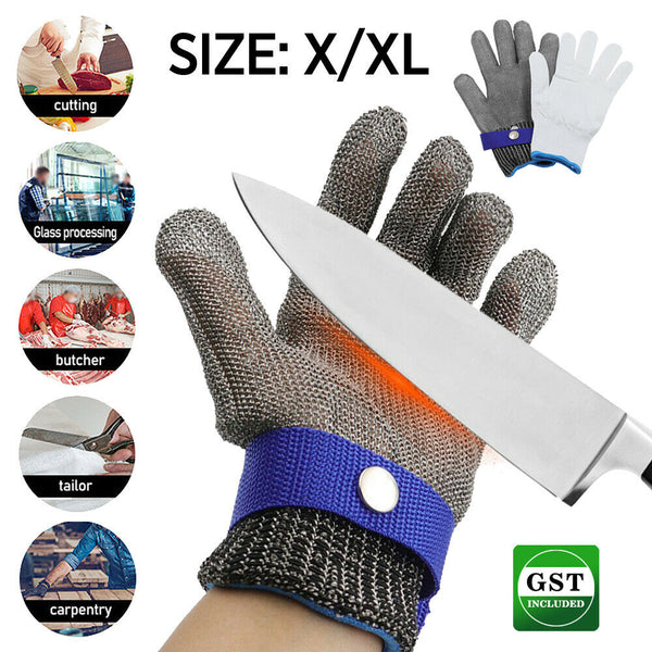 Stainless Steel Metal Mesh Butcher Glove L/XL Safety Cut Proof Stab Resistant AU