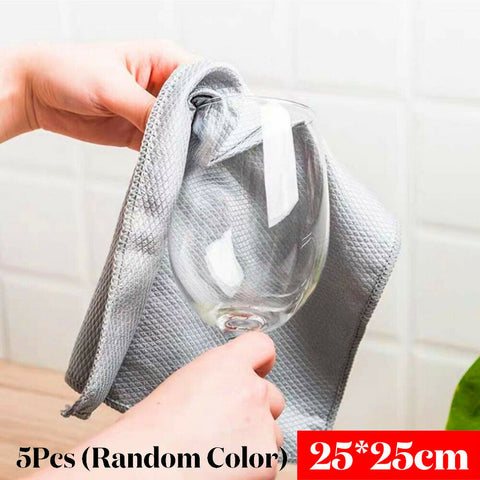 5x Wave Pattern Fish Scale Cloth Wine Glass Cleaning Home Cloth Wipe Kitchen AU