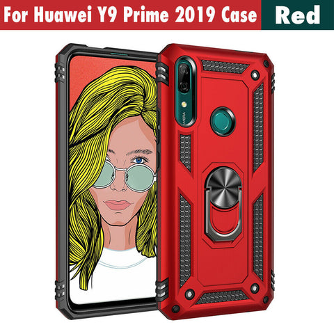 Ring Holder Heavy Duty Shockproof Rugged Bumper Cover For Huawei Y9 Prime 2019