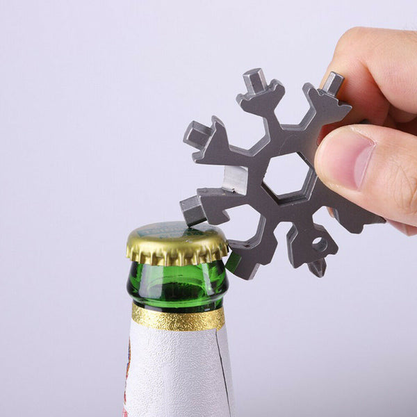 18 In 1 Stainless Tool Multi-Tool Portable Snowflake Shape Key Chain Screwdriver