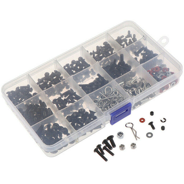 500Pcs Repair Tool and Screws Box Set for SCx10 TRX4 1/10 HSP RC WHP8LS1D M3 M4