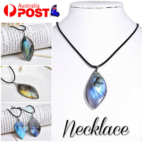 Natural Moonstone Labradorite Crystal Gemstone Reiki Healing Stone Necklace Gift