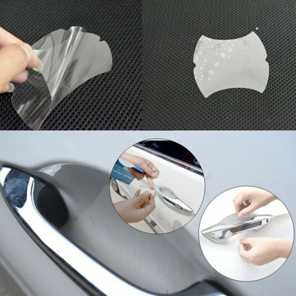 8pcs Car Door Handle Paint Scratch Protector Film Stickers Transparent Clear