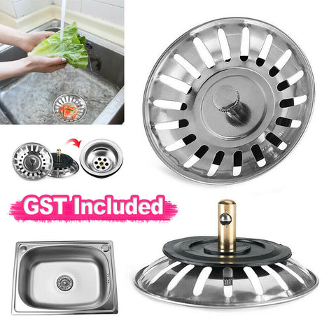 Stainless Steel Kitchen Sink Strainer Plug Waste Drain Stopper Filter