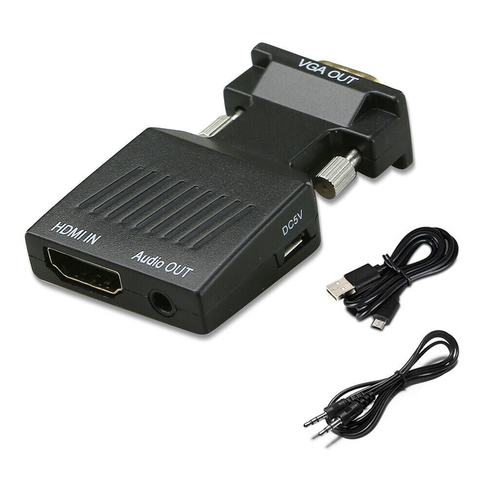 HDMI to VGA Male Female Video Adapter Cable Converter with Audio HD 1080P