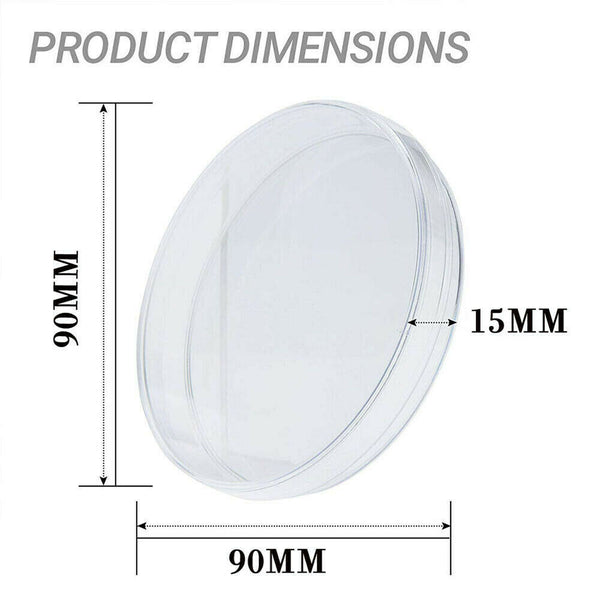 20Pcs Polystyrene Plastic Petri Dishes Plates With Lids 90mm 12g