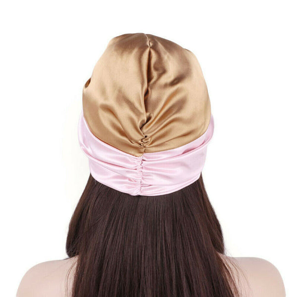 Womens Pure Silk Sleeping Cap Sleep Hat Night Hair Styling Care Bonnet Wrap