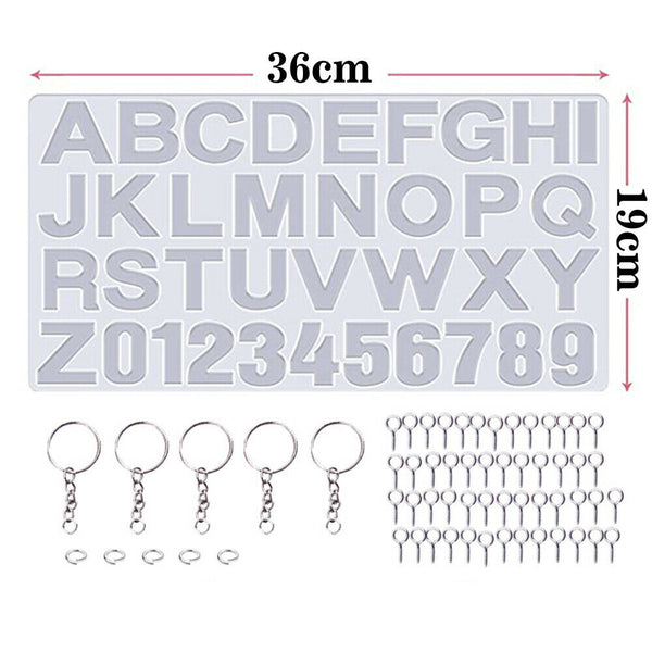 56PCS Crystal Epoxy Resin Mold Alphabet Letter Number Pendant Silicone Mould