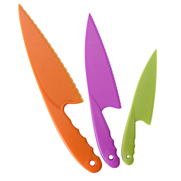 3pcs Plastic Knife Set Fruit Vegetable Lettuce Salad Bread Cheese Dessert Cutter