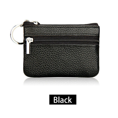 Women Leather Coin Card Key Ring Wallet Pouch Mini Purse Zip Up Small Change Bag
