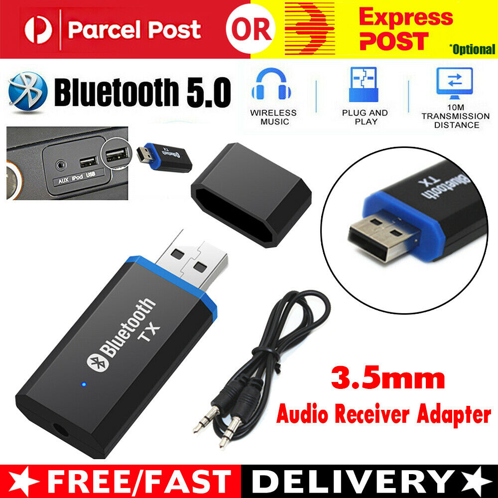 USB Bluetooth 5.0 Audio Receiver Adapter Wireless Music 3.5mm Dongle AUX A2DP