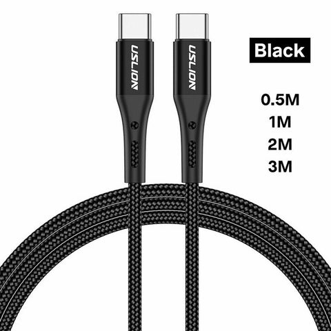 3A 60W PD USB C to USB Type-C Fast Charge Data Cable for Macbook Samsung Huawei