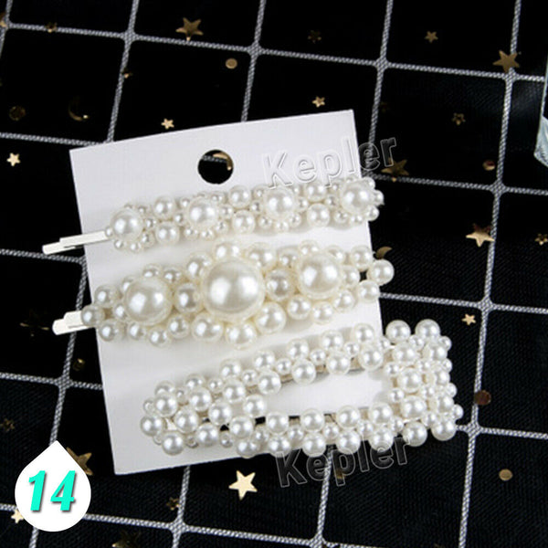 Popular Women Pearl Hair Clip Snap Barrette Stick Hairpin Hair Accessories Gift