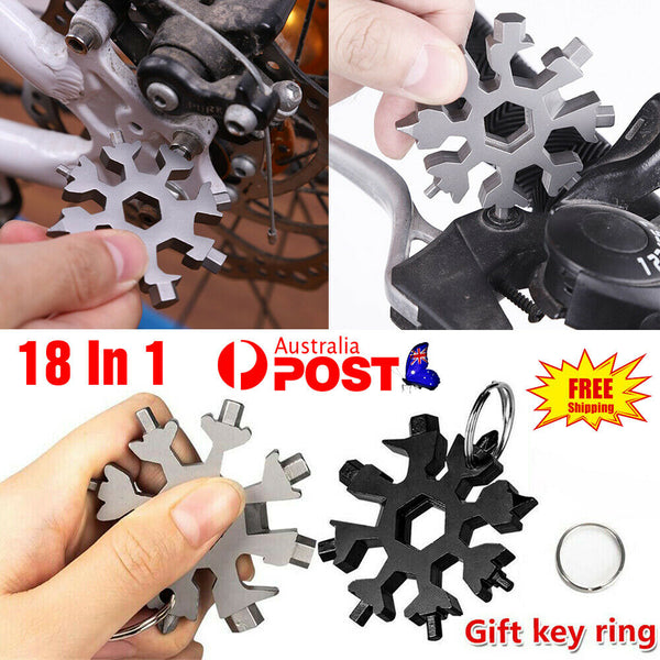 18 In 1 Stainless Tool Multi-Tool Portable Snowflake Shape Key Chain Screwdriver