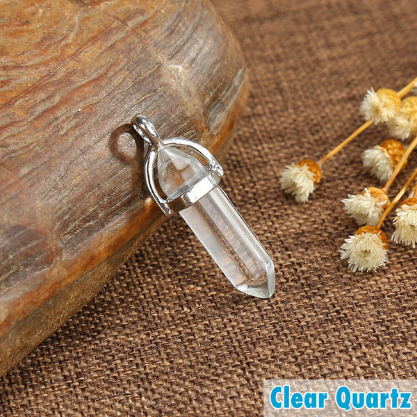 Natural Crystal Quartz Point Hexagonal Healing Pendant Chakra Necklace Gemstone