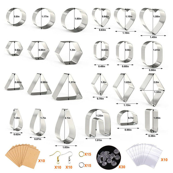 24PCS Stainless Steel Polymer Clay Cutter Pottery Cutting Mould Diy Tools AU