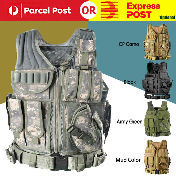 Tactical Military Vest Army Paintball Airsoft Combat Assault Adjustable Armor