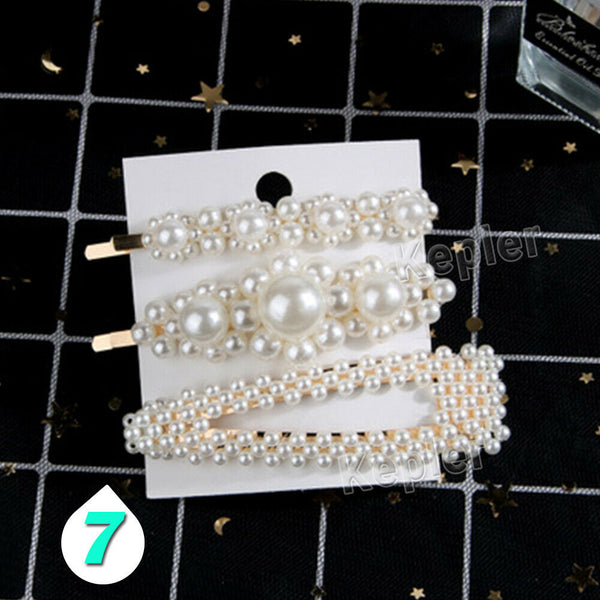 Popular Women Pearl Hair Clip Snap Barrette Stick Hairpin Hair Accessories Gift