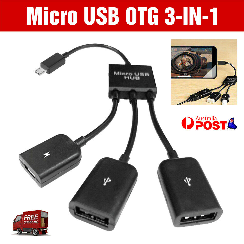 Micro USB HUB Male to Female Micro USB Double USB 2.0 Host OTG Adapter Cable