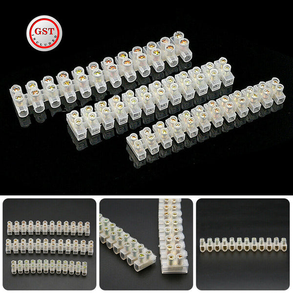 6PCS 3/6/10A Barrier Screw Terminal Block Wire Dual Connector Strips 12 Position