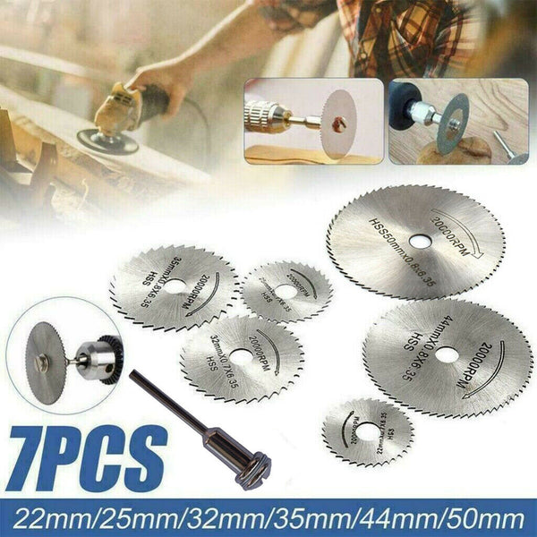 7PCS HSS Circular Saw Blade Set For Dremel Rotary Tool Cutting Wheel Discs Drill