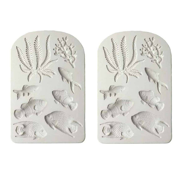 Silicone Sea Fish Coral Fondant Cake Decorating Mold Sugarcraft Icing Mould Tool