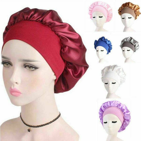 Women's Sleep Hair Hat Care Elastic Satin/Silk Sleeping Bonnet Night Soft Cap