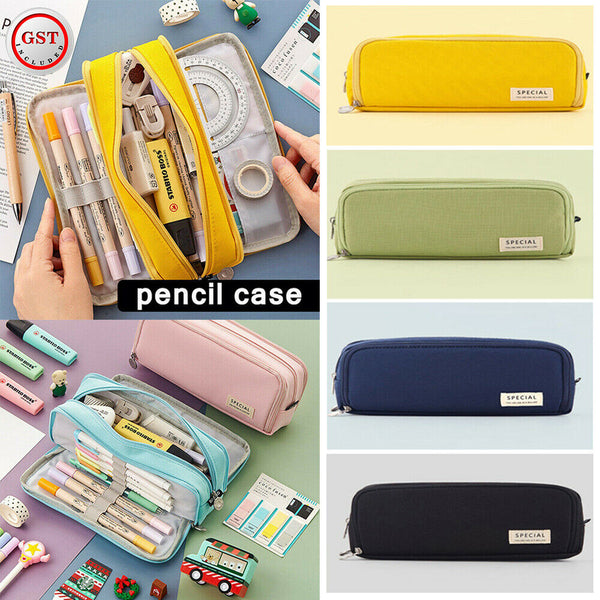 Pencil Case Makeup Cosmetic Storage Pouch Stationery Zipper Pen Bag Organizer AU