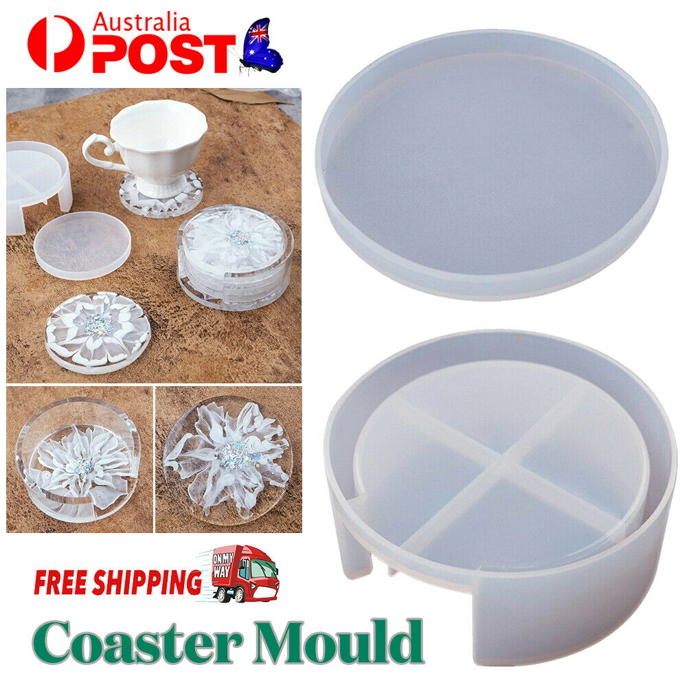 Silicone Coaster Mat Storage Holder Set Resin Casting Mold Epoxy Mould Craft AU