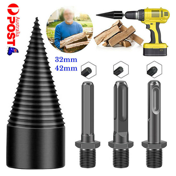 Log Wood Cone Driver Splitter Screw Splitting Firewood Drill Bit High Speed