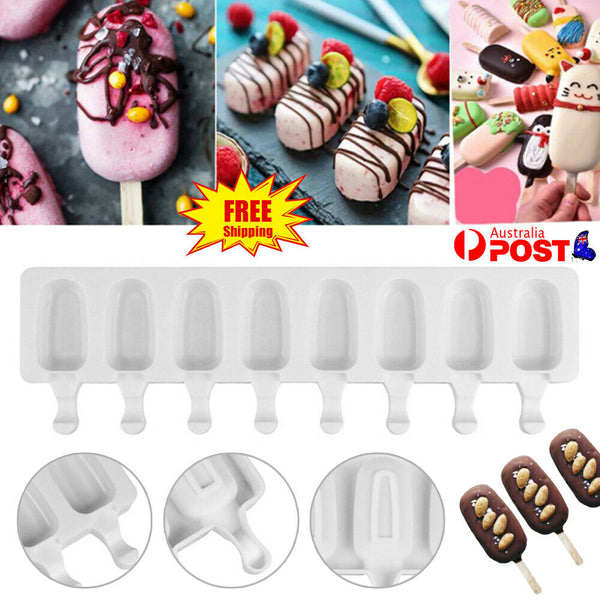 8 Cavity Popsicle Frozen Mold Silicone Cake Baking Mould DIY Ice Cream Mould