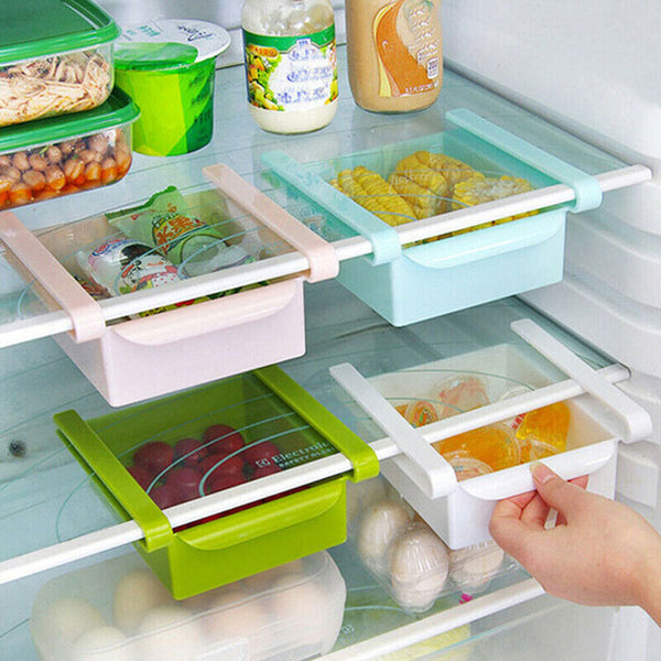 Kitchen Freezer Fridge Space Saver Storage Box Organizer Holder Shelf Rack AU SL