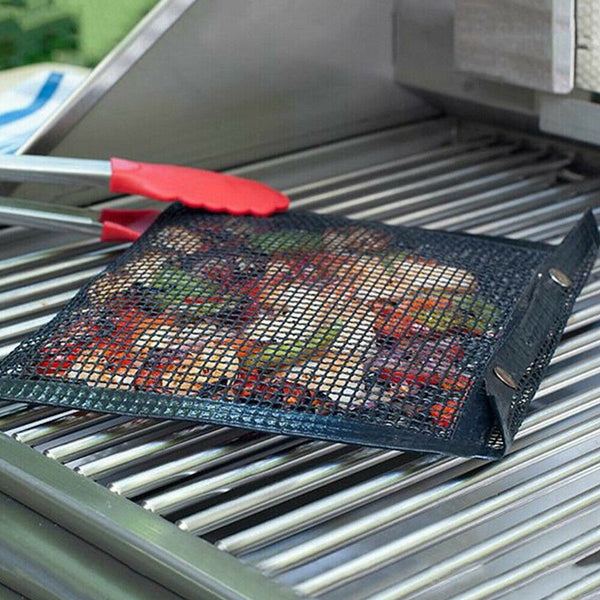 BBQ Grill Grid Bag Non-Stick Mesh Barbeque Reusable Grilling Baking Net Outdoor