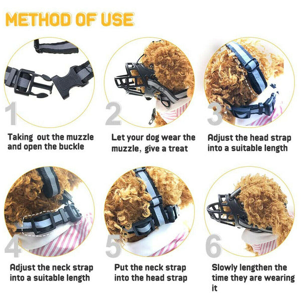 6 Sizes Adjustable Pet Dog No Bite Silicone Basket Muzzle Cage Mouth Mesh Cover